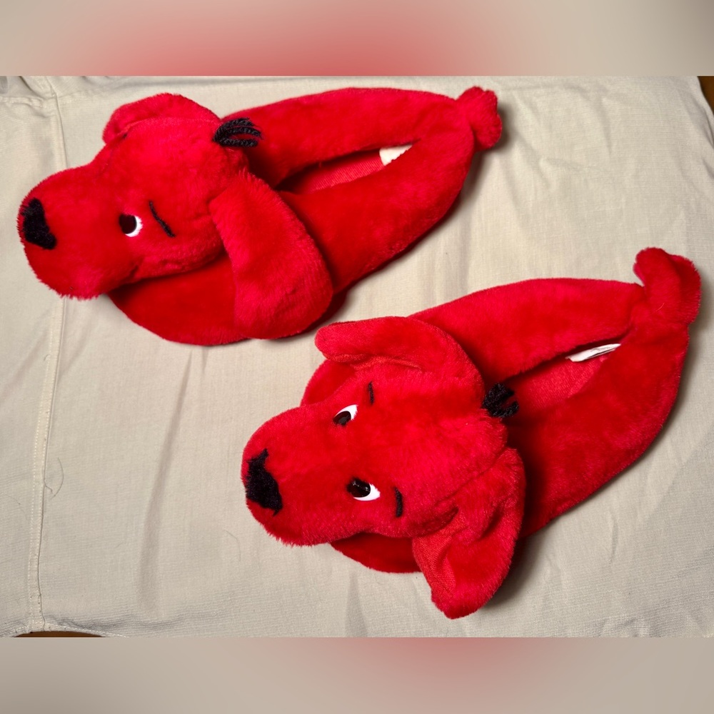 Vintage Y2K Clifford the Big Red Dog cartoon slippers L9-10